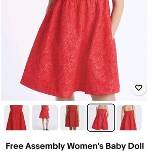Free Assembly Red Lace Baby Doll Dress for Women - Sleeveless Party Dress